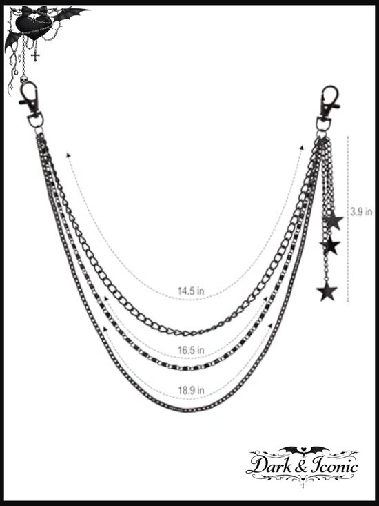 Gothic Punk Layered Star Pants Chain, Wallet Belt Chain Accessory
